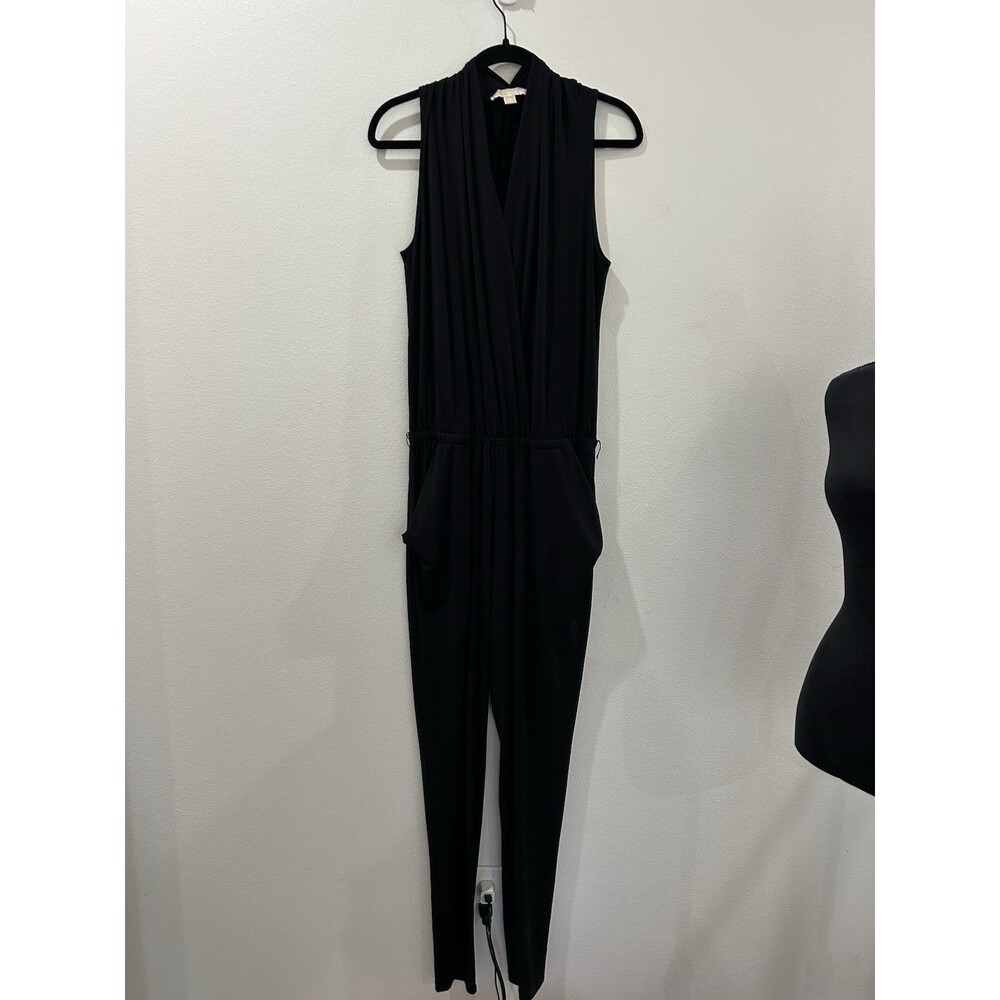 Michael Kors Womens Size Medium Black Jumpsuit Sleeveless V Neck Pullover